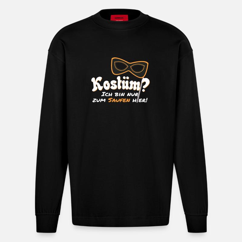 Faschings Kostüm? - Heavyweight Oversized Organic Langarmshirt Made in EU - SOLID BLACK