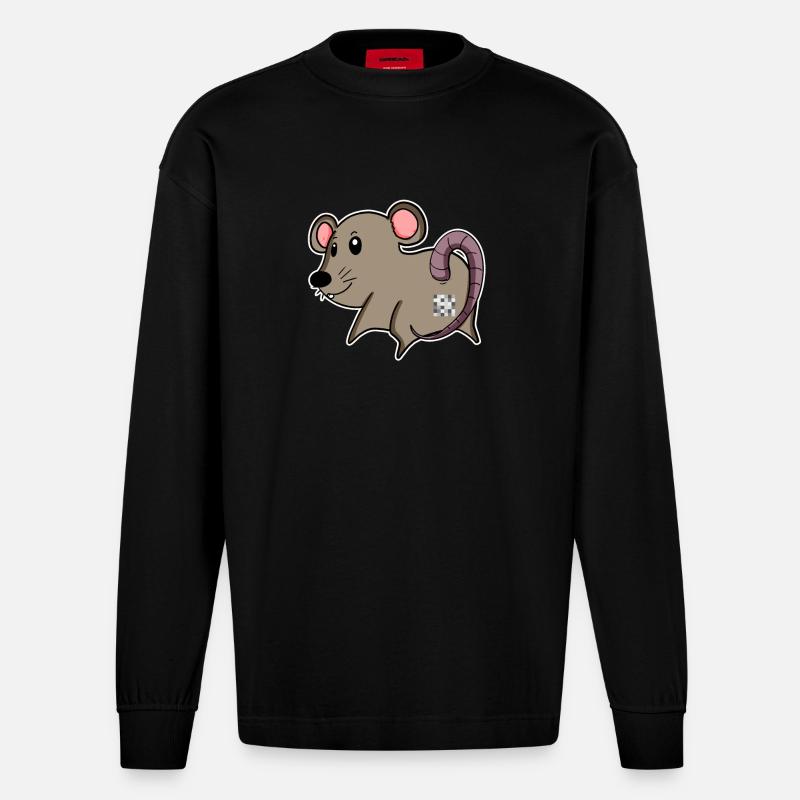 Mouse Ass - Mouse Butt - Manches longues bio épais oversize fabriqué en UE - SOLID BLACK