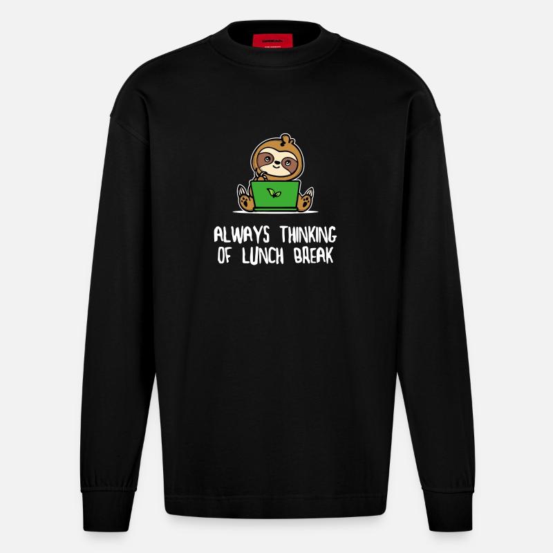 Faultier Faul Tier Statement Vegetarier Säugetier - Heavyweight Oversized Organic Langarmshirt Made in EU - SOLID BLACK