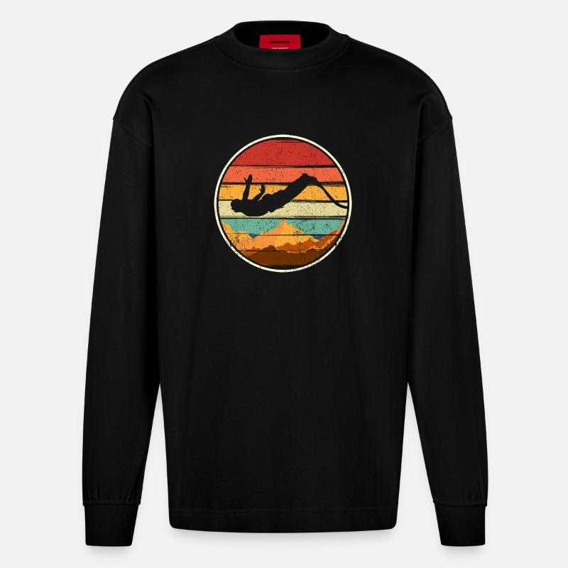 Sunset Summit Dive Circle - Heavyweight Oversized Organic Longsleeve Shirt Made in EU - SOLID BLACK