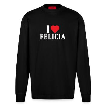 t-shirt I love Felicia t-shirt gift idea - Heavyweight Oversized Organic Longsleeve Shirt Made in EU - SOLID BLACK - Front