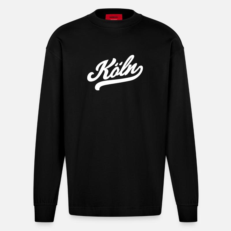 Cologne Rétro - Manches longues bio épais oversize fabriqué en UE - SOLID BLACK