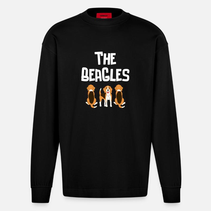 Beagle, Jagd, Jagdhund - Heavyweight Oversized Organic Langarmshirt Made in EU - SOLID BLACK