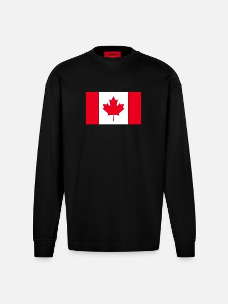 Get our Canada flags now - Heavyweight Oversized Organic Longsleeve Shirt Made in EU - SOLID BLACK