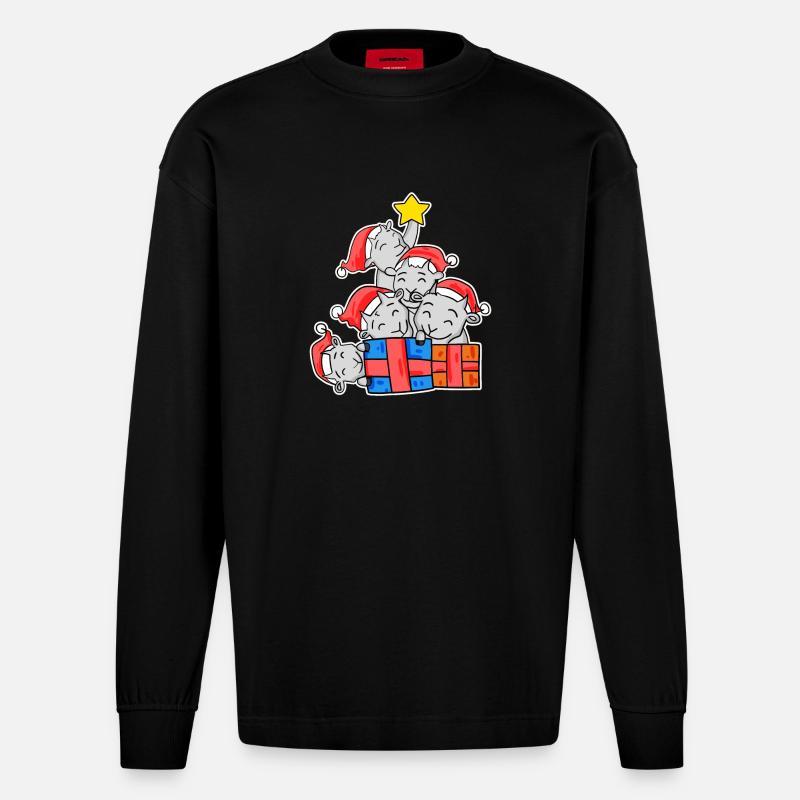 Chèvres Arbre de Noël Chèvre - Manches longues bio épais oversize fabriqué en UE - SOLID BLACK