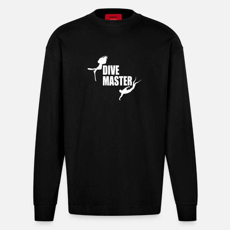 Divemaster Plongée Sous Marine - Manches longues bio épais oversize fabriqué en UE - SOLID BLACK