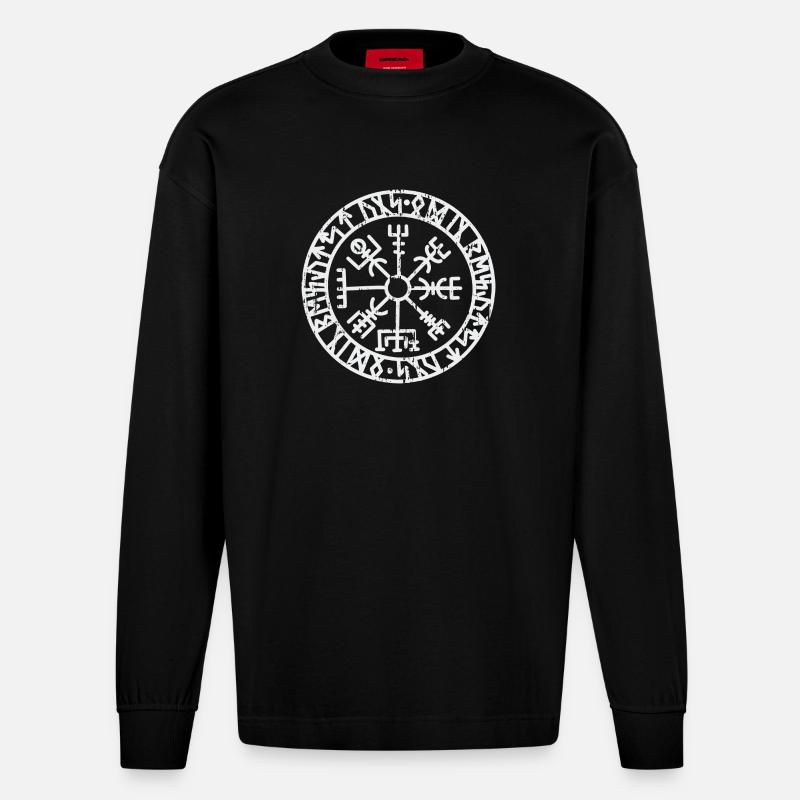 Wikinger Symbol - Heavyweight Oversized Organic Langarmshirt Made in EU - SOLID BLACK