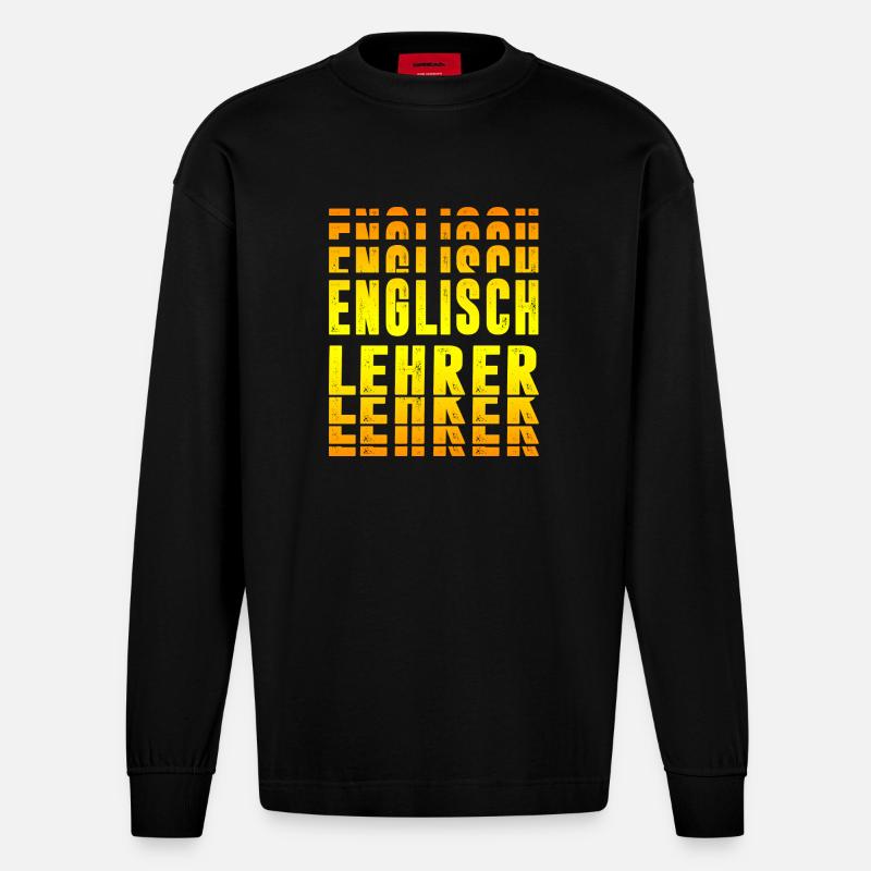 Conception de professeur d’anglais - Manches longues bio épais oversize fabriqué en UE - SOLID BLACK