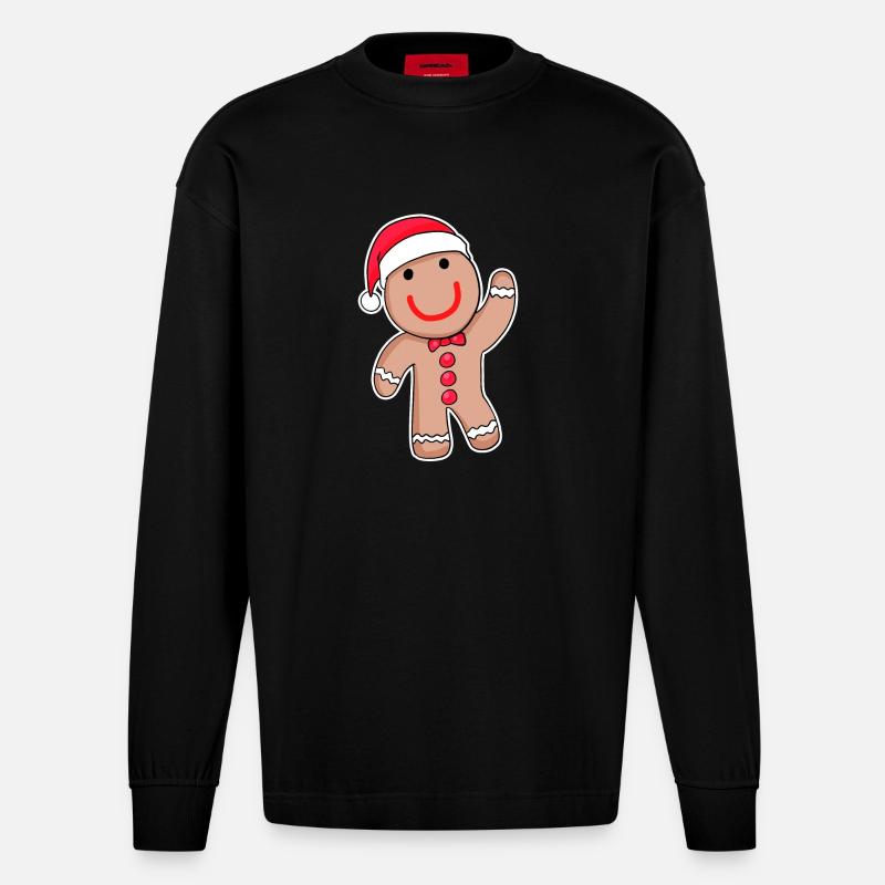 Süßes Lebkuchen - Heavyweight Oversized Organic Langarmshirt Made in EU - SOLID BLACK