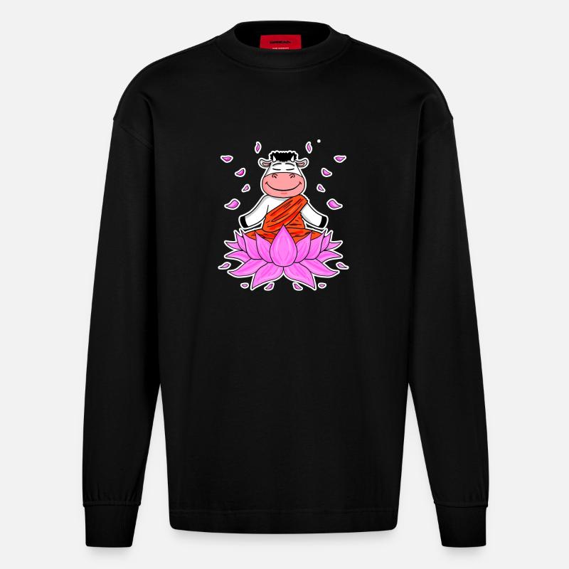 Yoga Kuh - Heavyweight Oversized Organic Langarmshirt Made in EU - SOLID BLACK