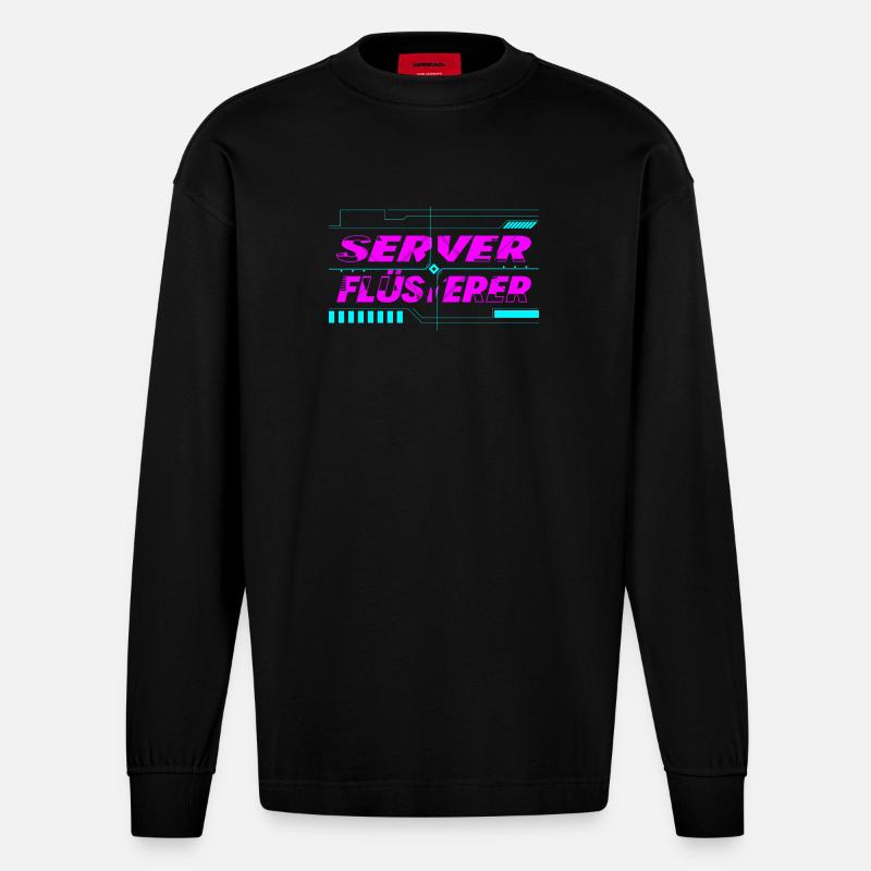 Server Flüsterer - Heavyweight Oversized Organic Langarmshirt Made in EU - SOLID BLACK