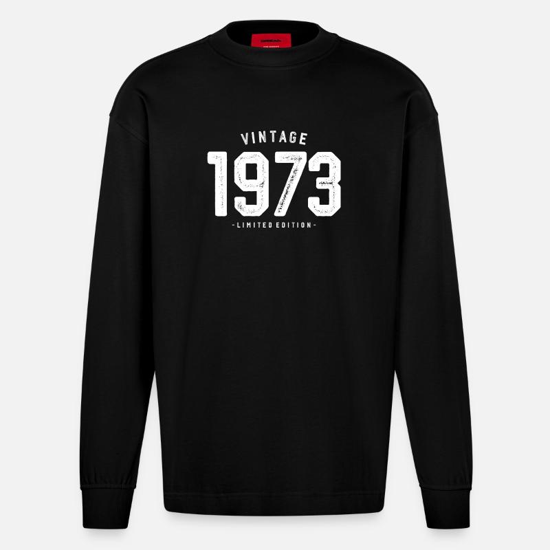 Millésime 1973 Edition Limitée - Manches longues bio épais oversize fabriqué en UE - SOLID BLACK