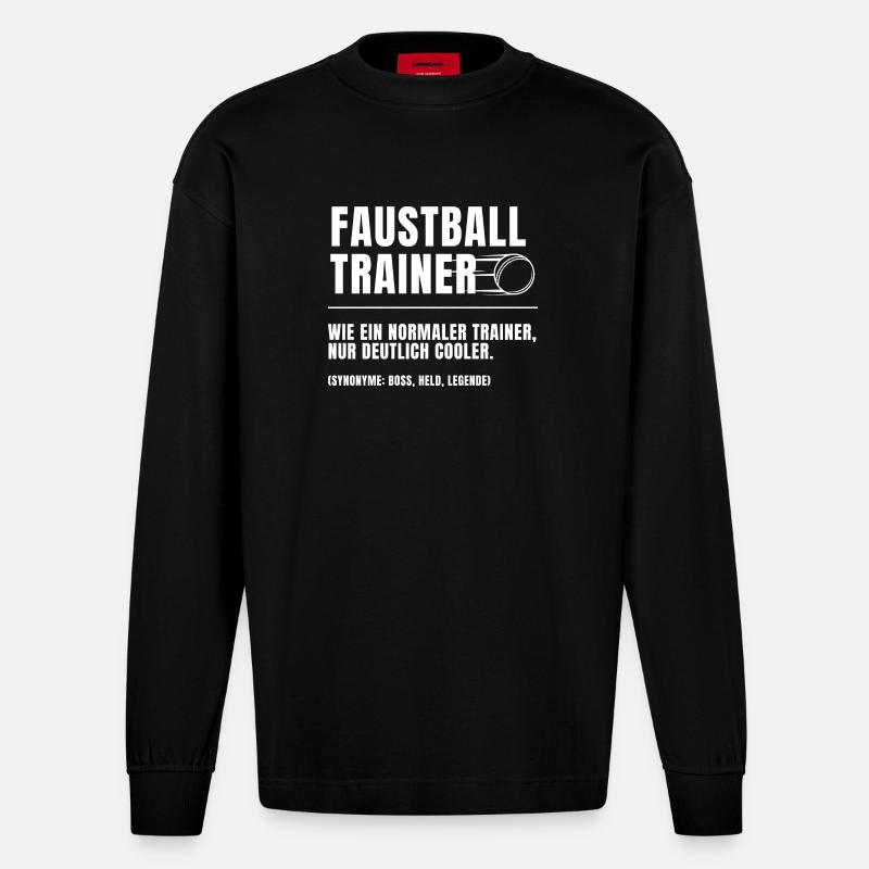 Faustball Trainer Definition - Heavyweight Oversized Organic Langarmshirt Made in EU - SOLID BLACK