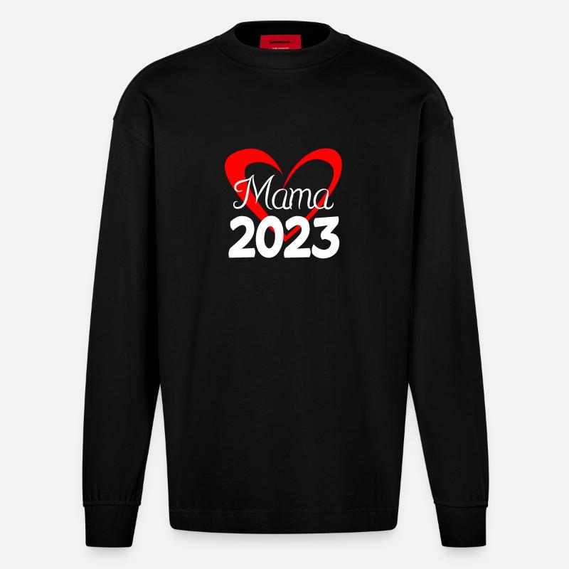 Maman 2023 Mère Grossesse Enceinte - Manches longues bio épais oversize fabriqué en UE - SOLID BLACK