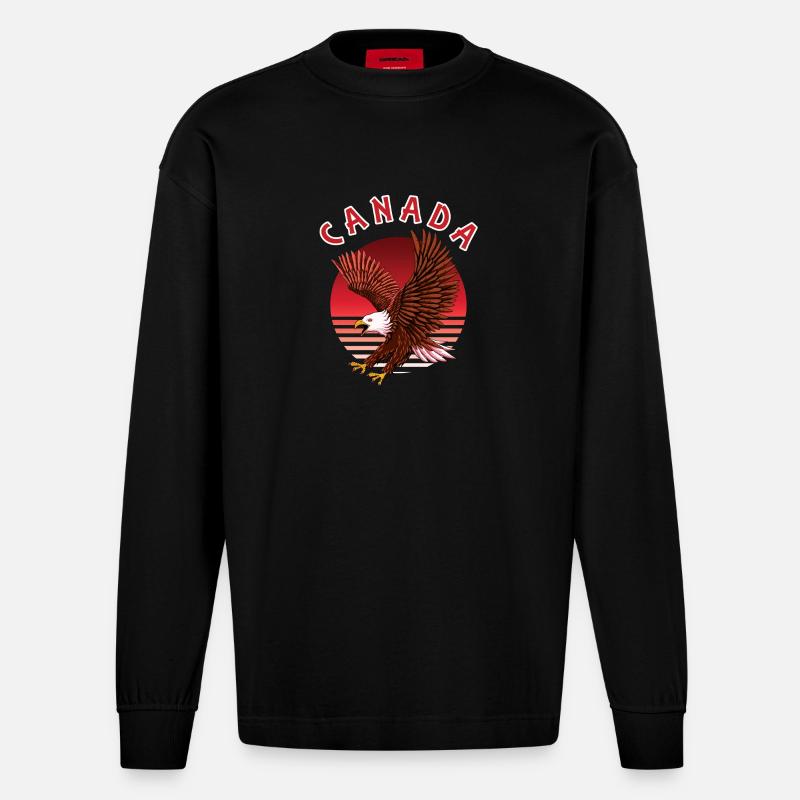 Kanada Adler - Heavyweight Oversized Organic Langarmshirt Made in EU - SOLID BLACK