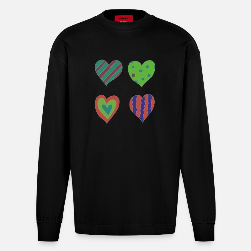 herzen variation - Heavyweight Oversized Organic Langarmshirt Made in EU - SOLID BLACK