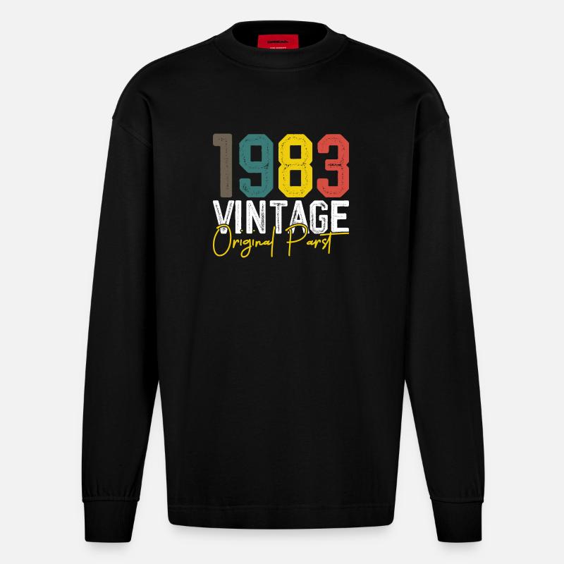 Originale Teile von 1983 - Heavyweight Oversized Organic Langarmshirt Made in EU - SOLID BLACK