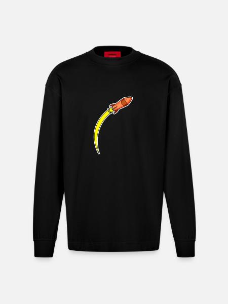 Rocket Orange - Heavyweight Oversized Organic Longsleeve Shirt Made in EU - SOLID BLACK