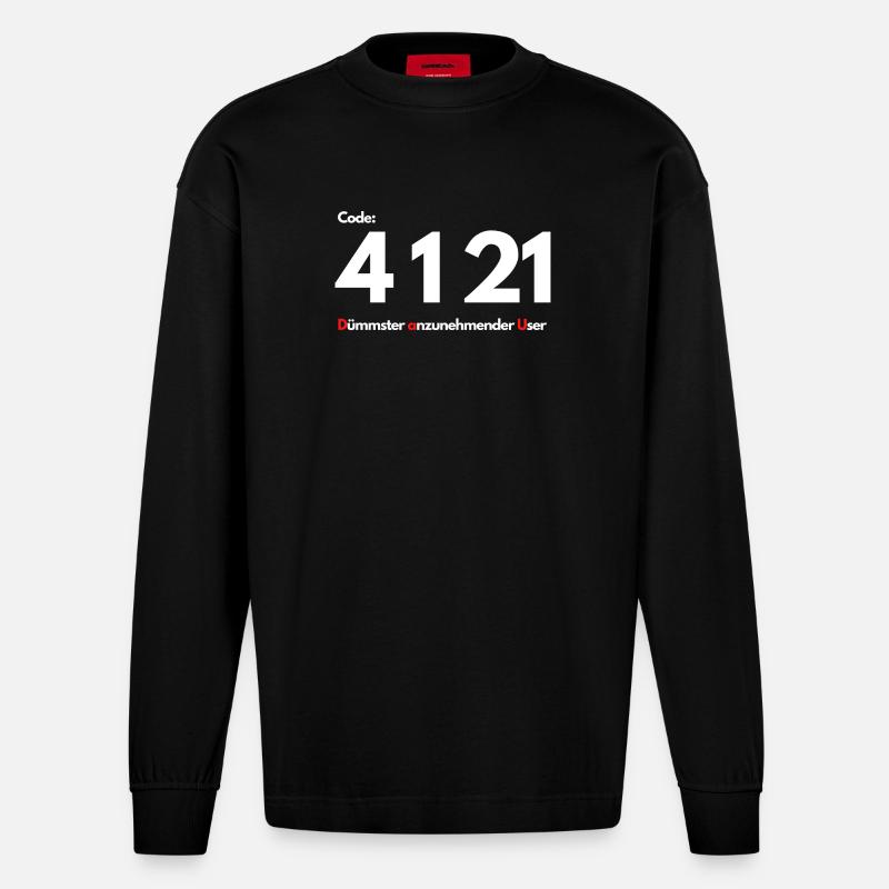 Code 4 1 21 Dümmster anzunehmender User - Heavyweight Oversized Organic Langarmshirt Made in EU - SOLID BLACK
