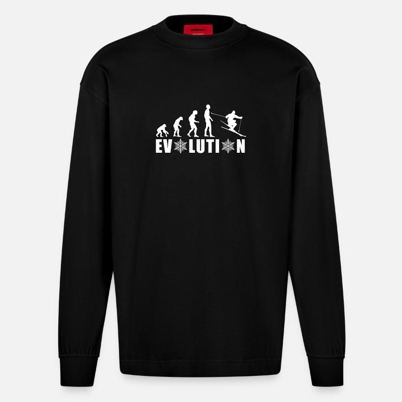 EVOLUTION Ski Winter Geschenk Weihnachtsgeschenk - Heavyweight Oversized Organic Langarmshirt Made in EU - SOLID BLACK