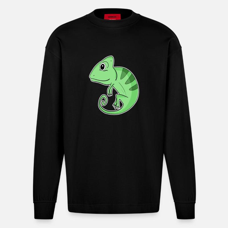 Caméléons Caméléon - Manches longues bio épais oversize fabriqué en UE - SOLID BLACK
