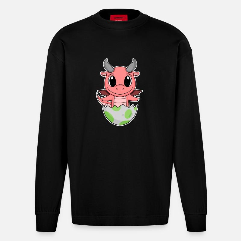 Bébé Dragon Œuf - Manches longues bio épais oversize fabriqué en UE - SOLID BLACK