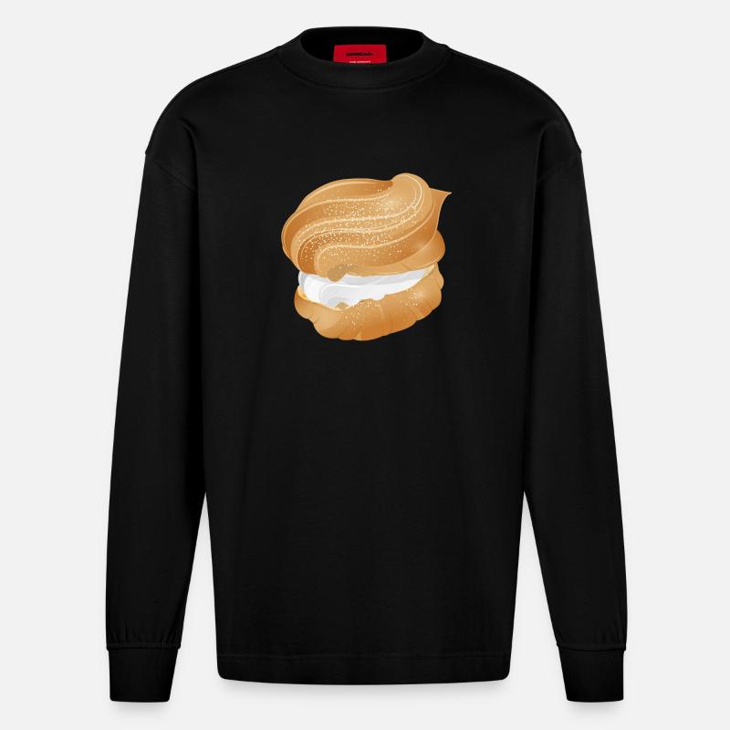 Illustration d’une crème fourrée feuilletée - Manches longues bio épais oversize fabriqué en UE - SOLID BLACK