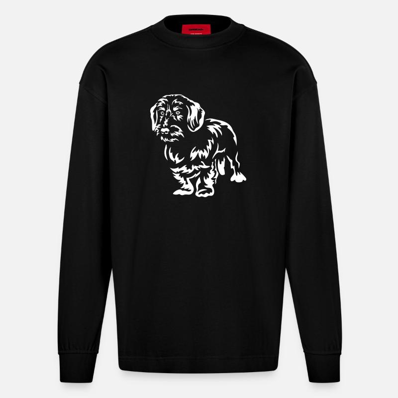 Dackel "Black Edition" - Heavyweight Oversized Organic Langarmshirt Made in EU - SOLID BLACK