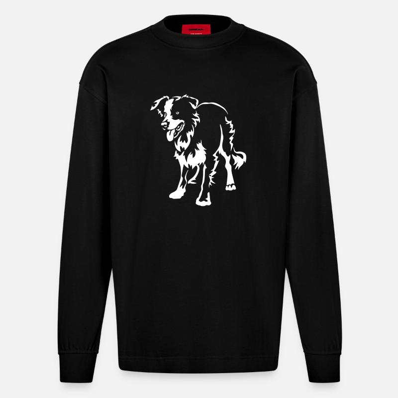 Border Collie « Black Edition » - Manches longues bio épais oversize fabriqué en UE - SOLID BLACK