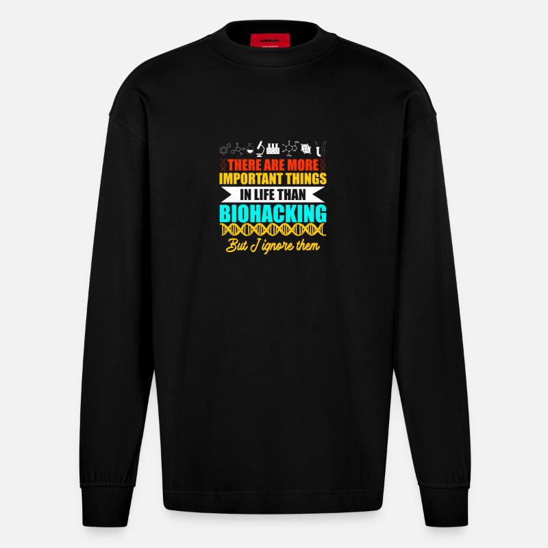 Design Biohacker - Manches longues bio épais oversize fabriqué en UE - SOLID BLACK