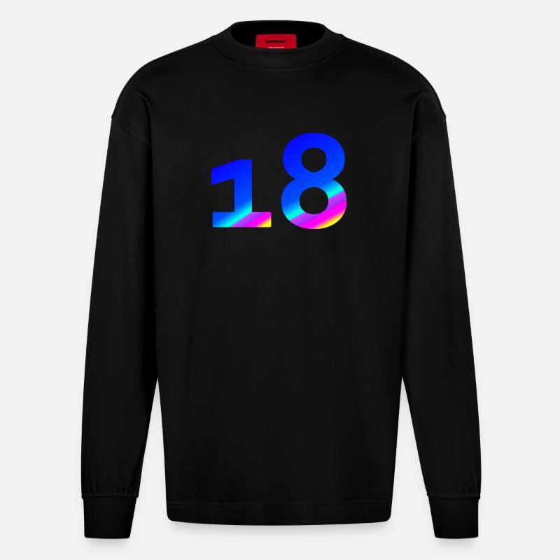 verschenken, 18 blauton mit Farbverlauf - Heavyweight Oversized Organic Langarmshirt Made in EU - SOLID BLACK