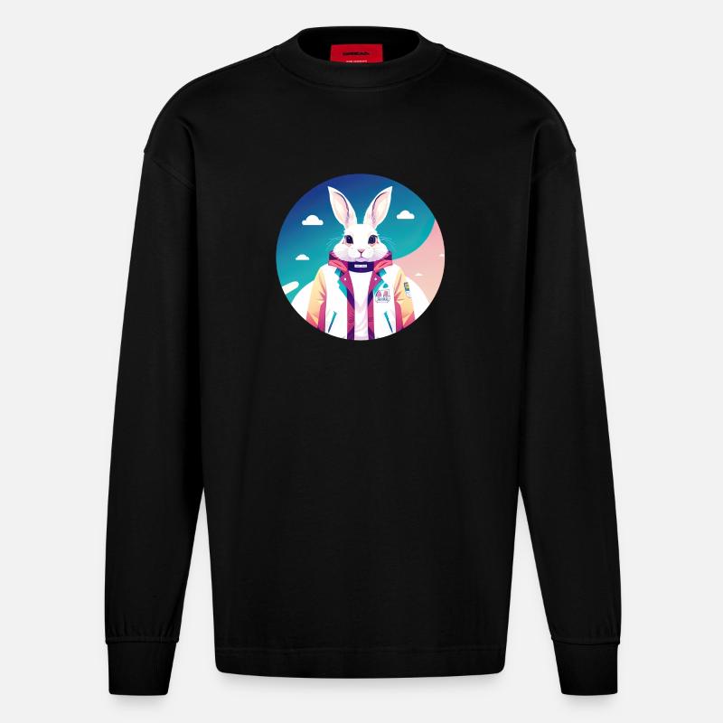 Lapin, Lapin, Lapin de Pâques - Manches longues bio épais oversize fabriqué en UE - SOLID BLACK