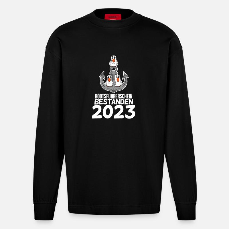 Bootsführerschein 2023 - Heavyweight Oversized Organic Langarmshirt Made in EU - SOLID BLACK