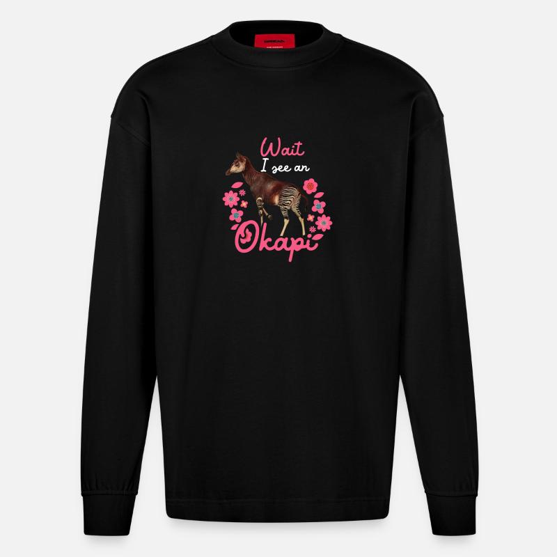 Warte, ich sehe ein Okapi - Heavyweight Oversized Organic Langarmshirt Made in EU - SOLID BLACK