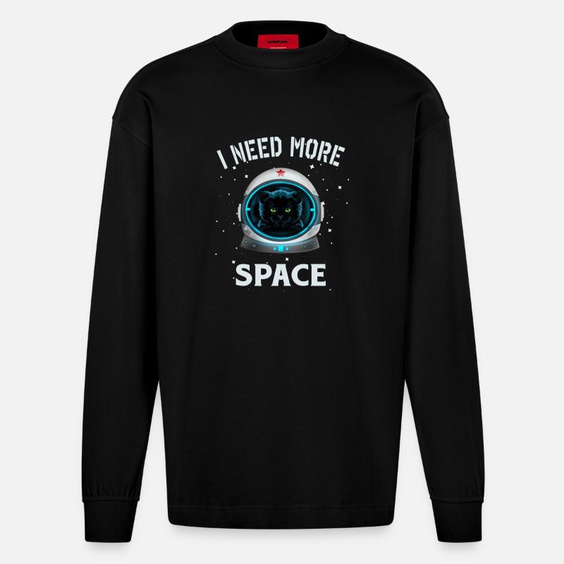 J’ai besoin de plus d’espace - Manches longues bio épais oversize fabriqué en UE - SOLID BLACK