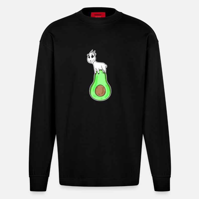 Chèvre sur avocat - Manches longues bio épais oversize fabriqué en UE - SOLID BLACK