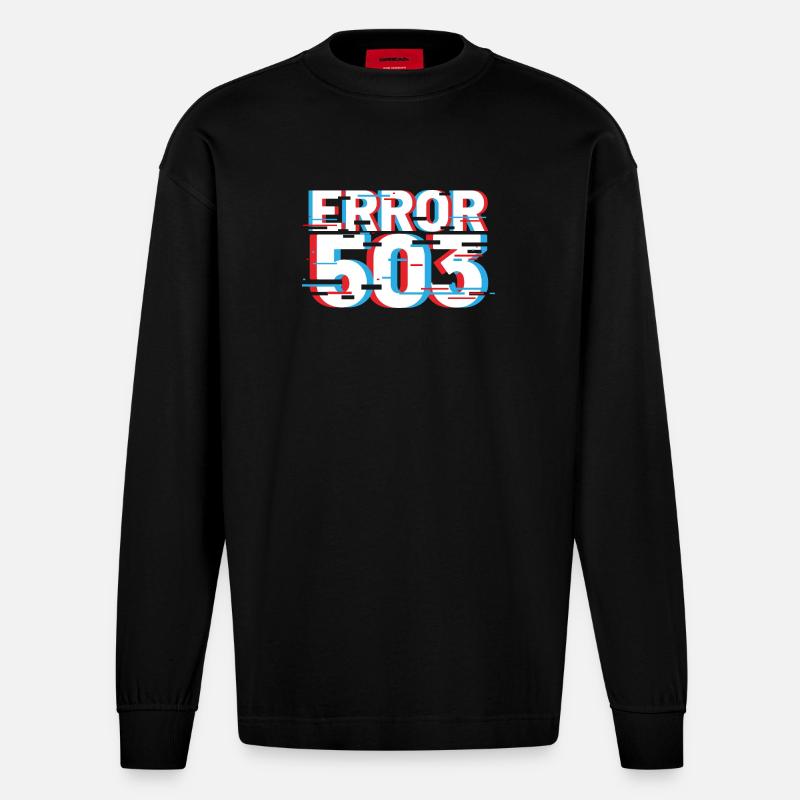 Fehler 503 Glitch - Heavyweight Oversized Organic Langarmshirt Made in EU - SOLID BLACK