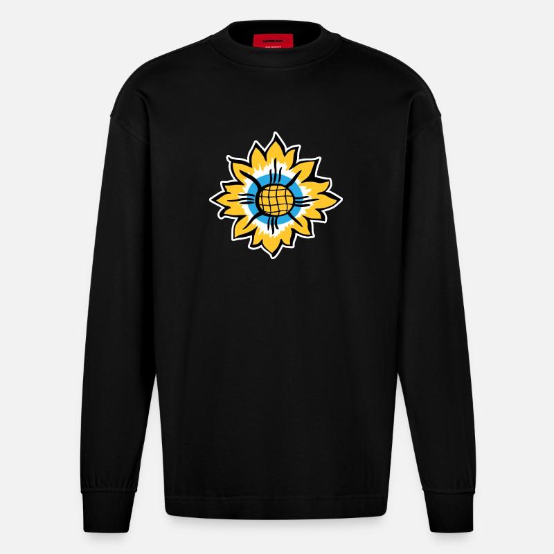 Sonnenblume - Heavyweight Oversized Organic Langarmshirt Made in EU - SOLID BLACK