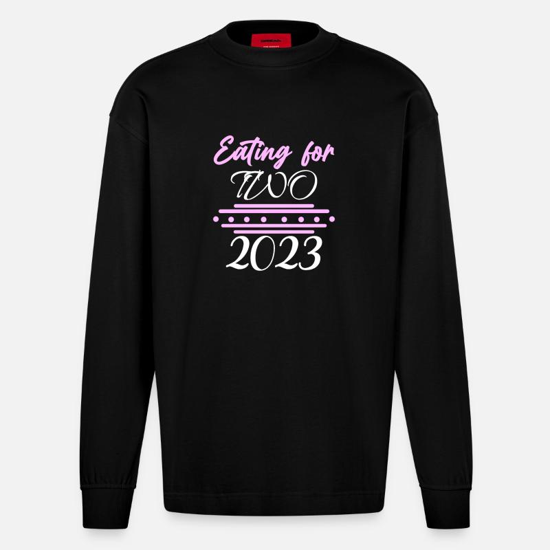 Grossesse Gémeaux 2023 - Manches longues bio épais oversize fabriqué en UE - SOLID BLACK