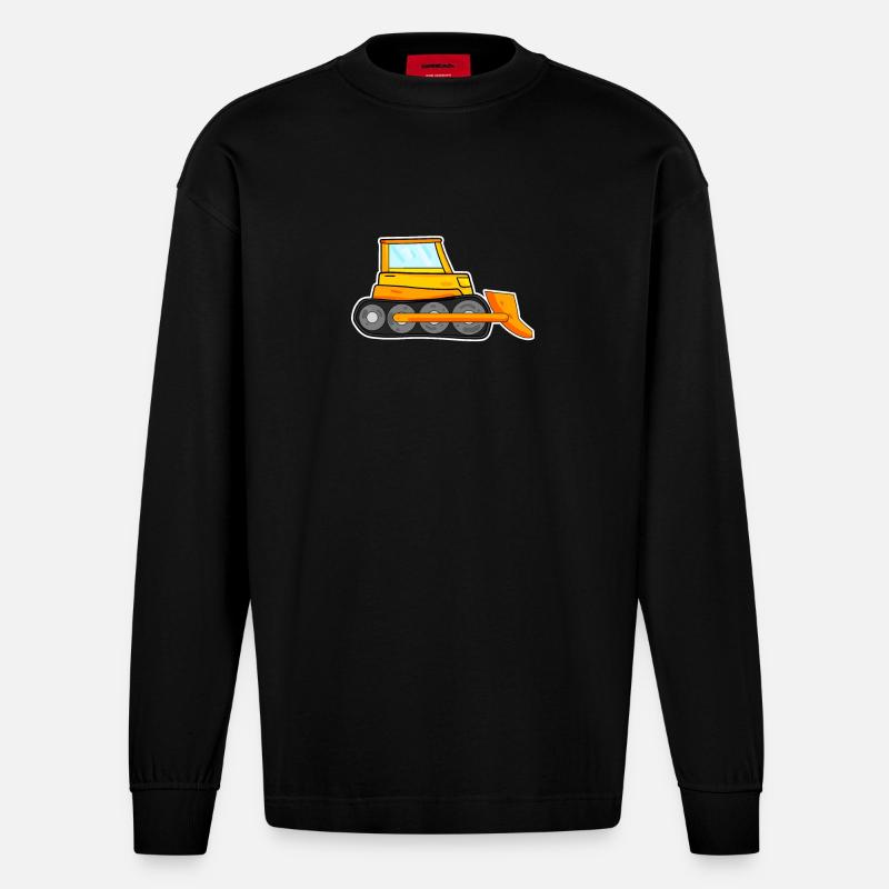 Bagger Baustelle Baggerfahrer - Heavyweight Oversized Organic Langarmshirt Made in EU - SOLID BLACK