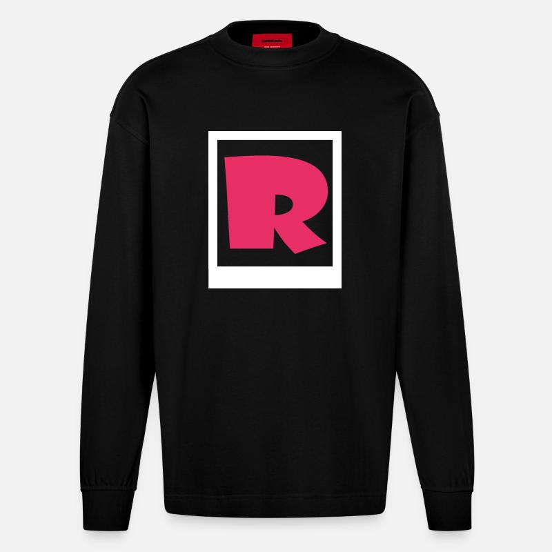Schlichtes rosa Gothic R - Heavyweight Oversized Organic Langarmshirt Made in EU - SOLID BLACK