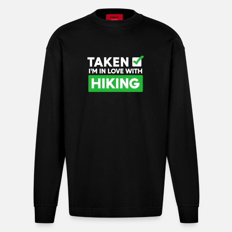 Wanderer Statement Wanderung Wandern Bergwandern - Heavyweight Oversized Organic Langarmshirt Made in EU - SOLID BLACK