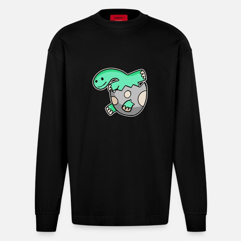 Bébé Dino - Manches longues bio épais oversize fabriqué en UE - SOLID BLACK
