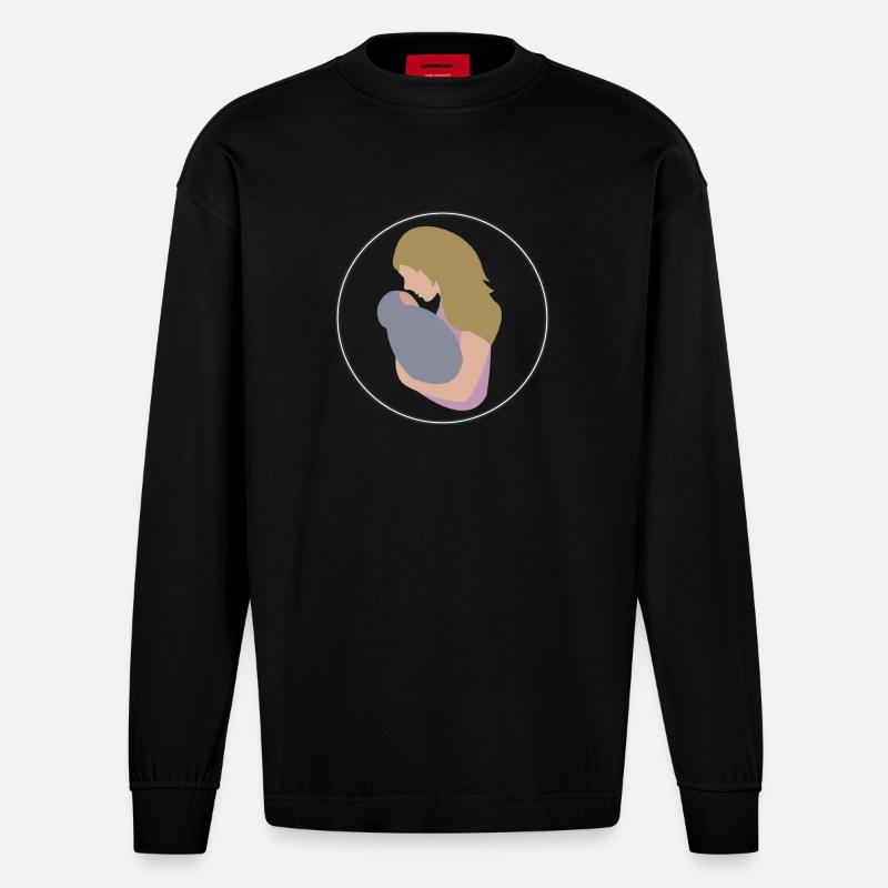 Mutter und Kind - Heavyweight Oversized Organic Langarmshirt Made in EU - SOLID BLACK