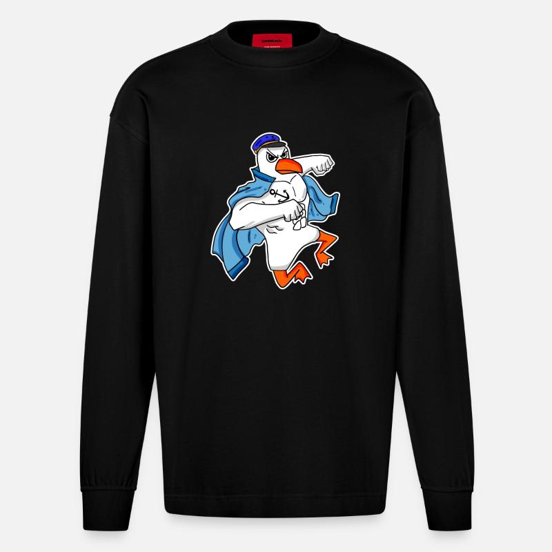 Seagull Captain Faust - Heavyweight Oversized Organic Longsleeve Shirt Made in EU - SOLID BLACK