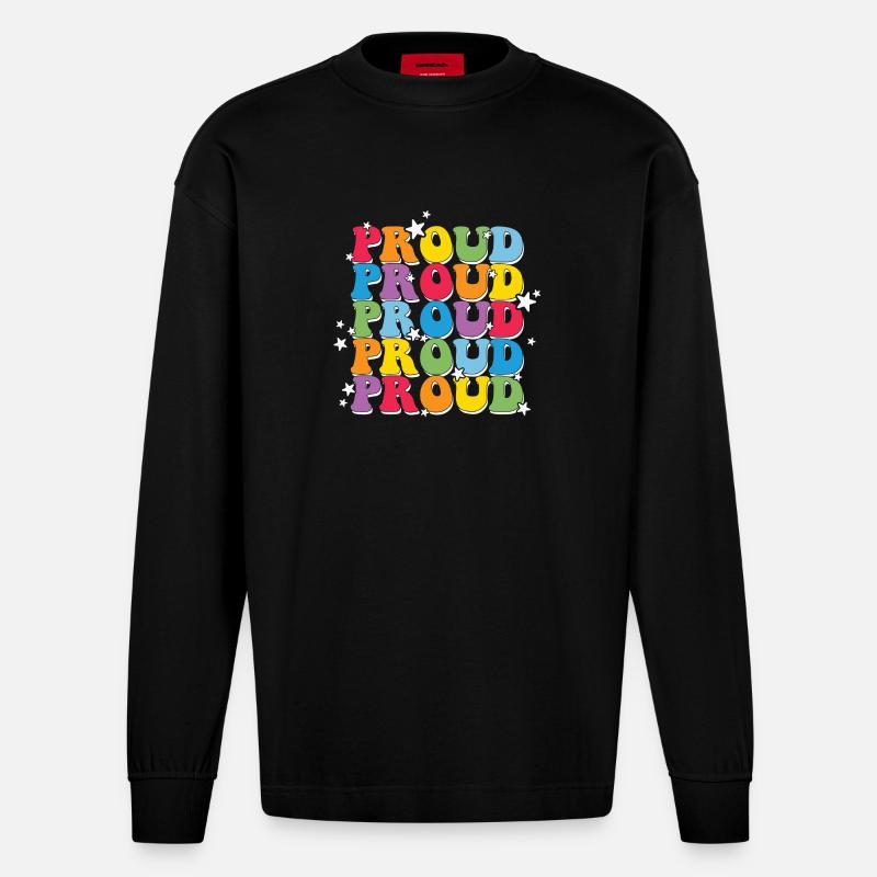 LGBT, Regenbogen, Pride-Monat - Heavyweight Oversized Organic Langarmshirt Made in EU - SOLID BLACK