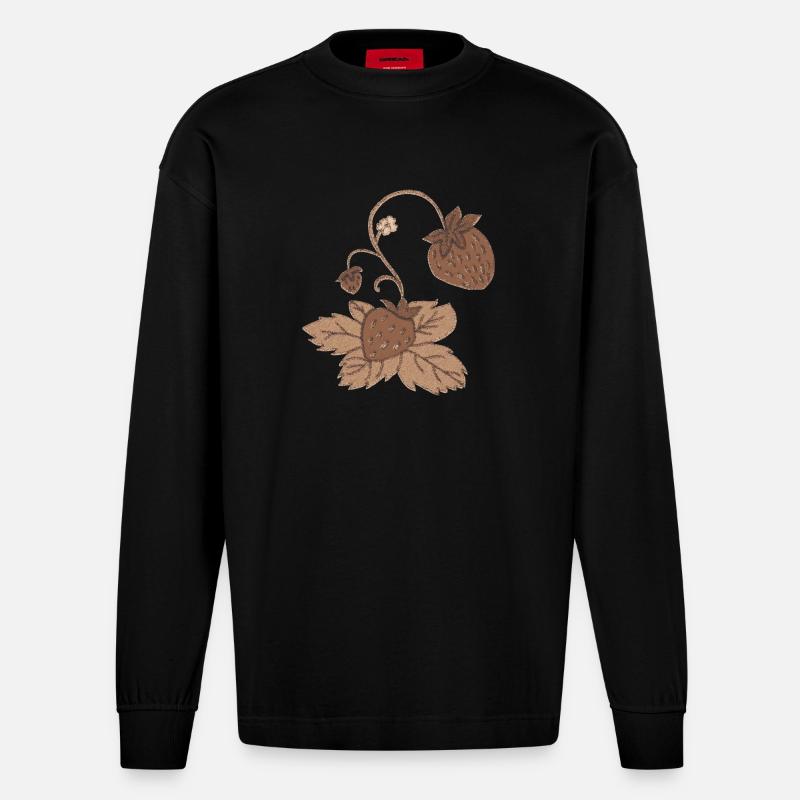 erdbeere sepia - Heavyweight Oversized Organic Langarmshirt Made in EU - SOLID BLACK