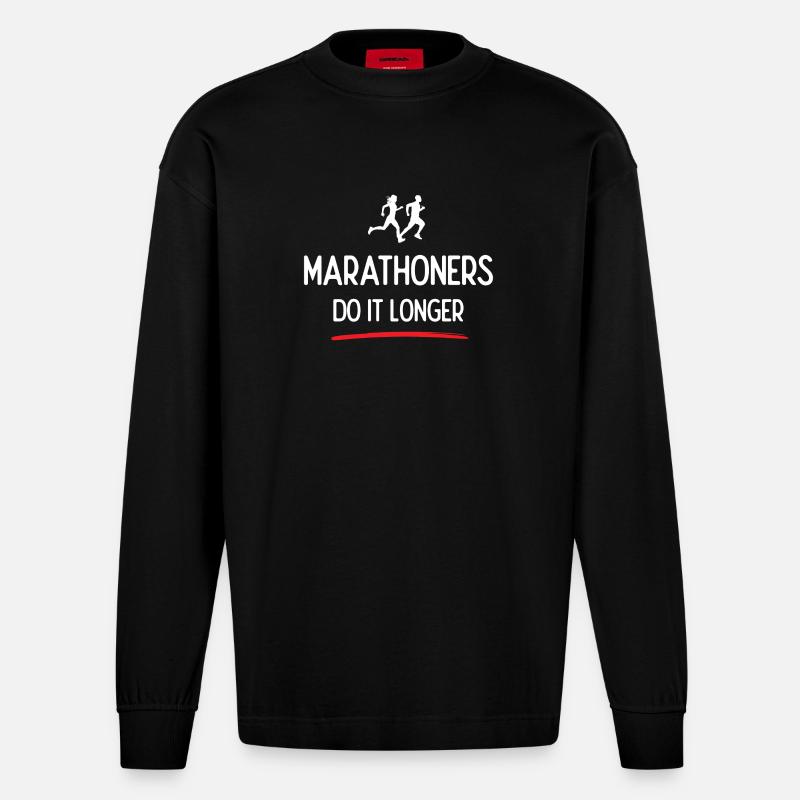 Marathonläufer machen es länger - Heavyweight Oversized Organic Langarmshirt Made in EU - SOLID BLACK