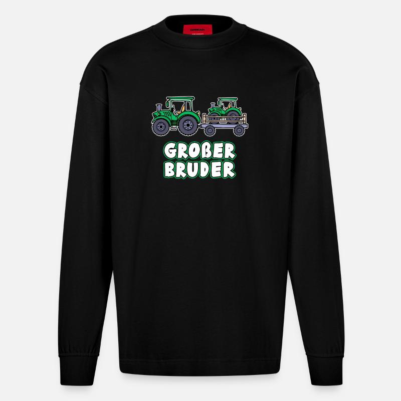 Nutzfahrzeug Bauer Statement Traktor Biobauer - Heavyweight Oversized Organic Langarmshirt Made in EU - SOLID BLACK