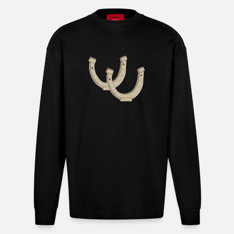 Impressionnisme en fer à cheval - Manches longues bio épais oversize fabriqué en UE - SOLID BLACK